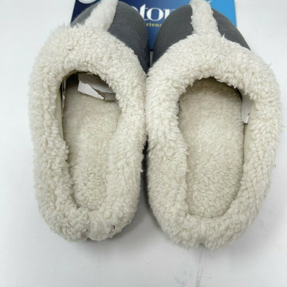 Isotoner Microsuede Heidi Hoodback Comfort Slippers Ash Gray Size S 6.5 to 7 NWT - Picture 7 of 11